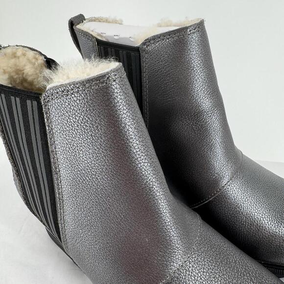 Sorel Boots Women’s 8 silver leather wedge sherpa joan of arctic snow winter - Picture 4 of 8